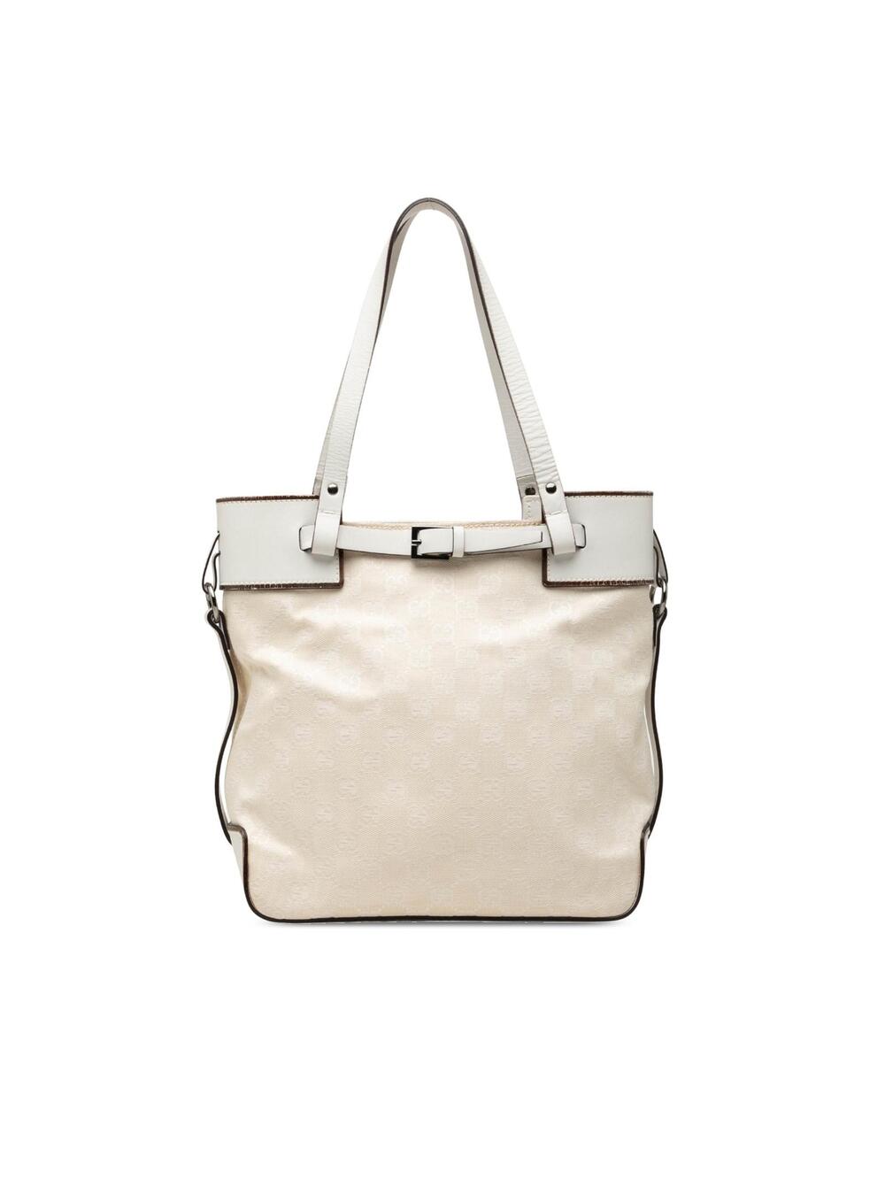 Gucci Gg Canvas Tote Pre-Loved White #343419G41B